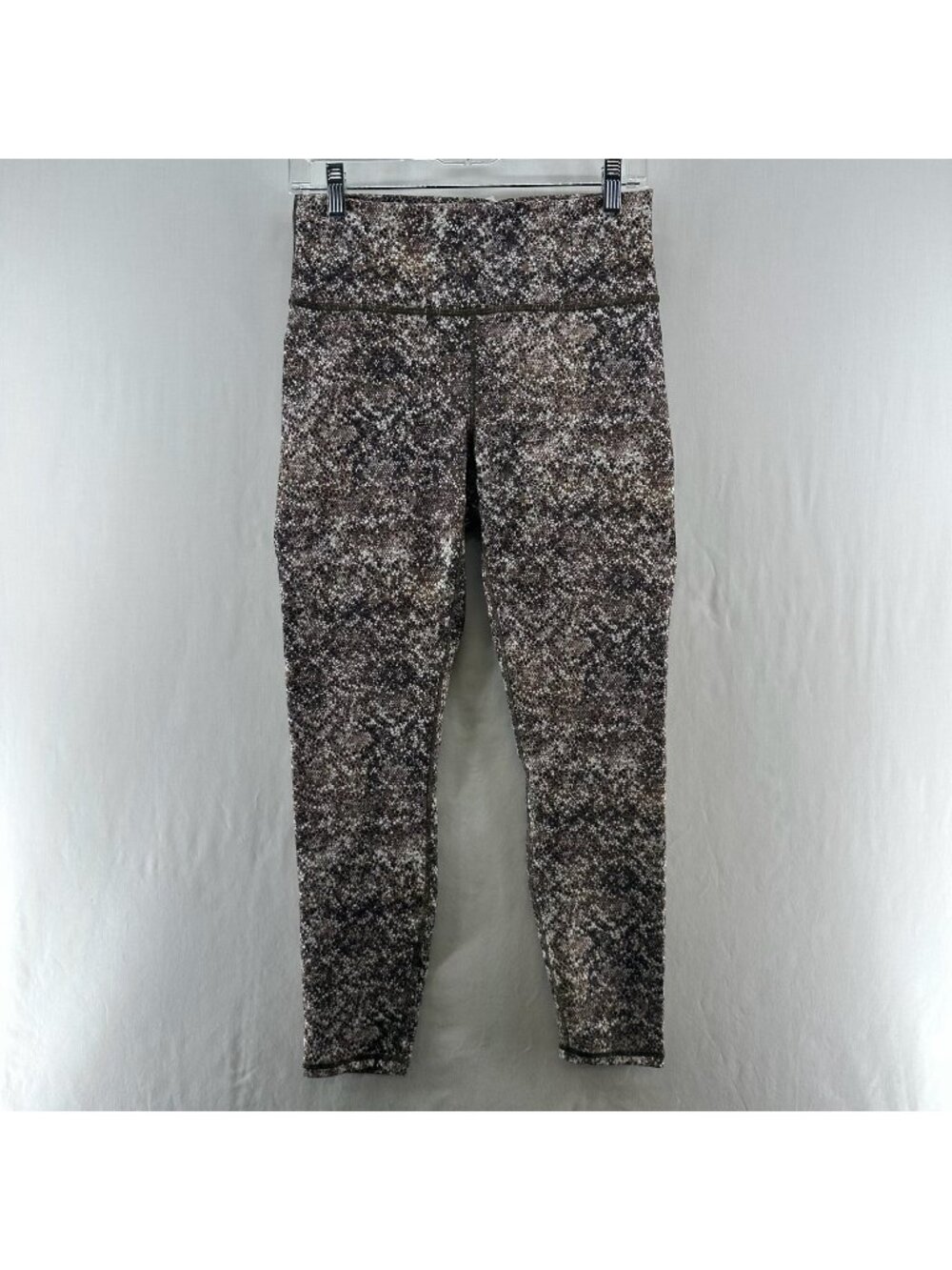 Fabletics PowerHold 7/8 Leggings Womens M Snake Print Foldover High Waist Brown
